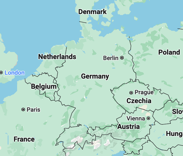 Simple map of germany and the surrounding countries