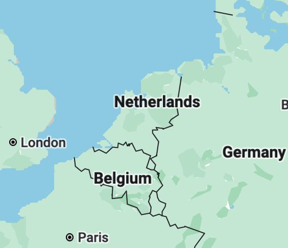 Simple map of the Netherlands and the neighbouring countries