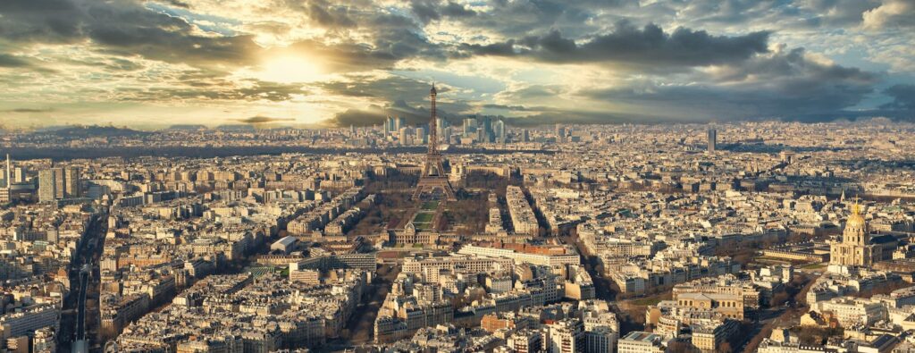 View over Paris with a dramatic sky